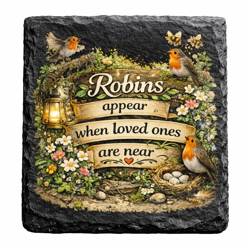 Robins appear when loved ones are near Slate Coaster - UV Printed - UVSC105